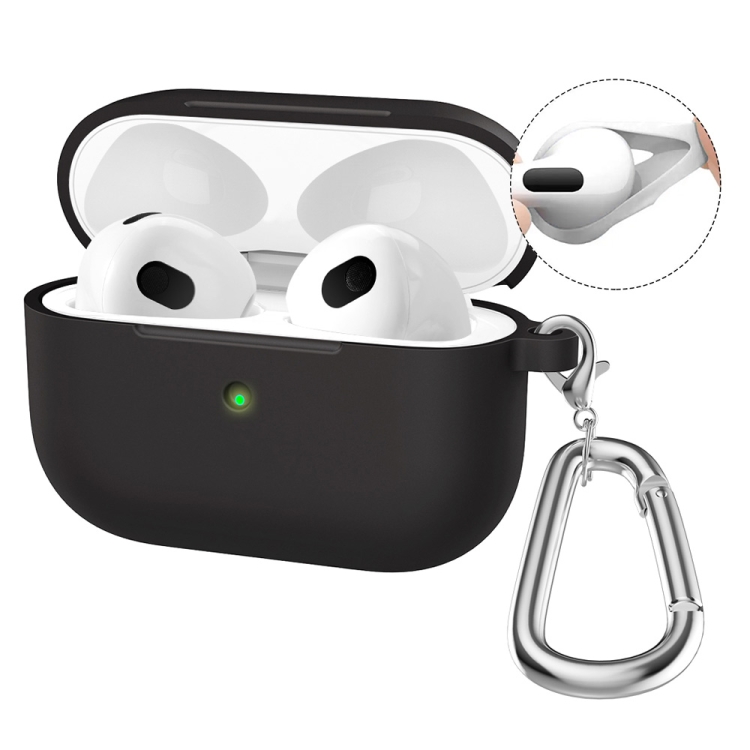 Silikonové pouzdro Enkay Hook case černé – Apple AirPods 4 | Levné Kryty | Levné Kryty | Levné Kryty