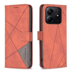 Knížkové pouzdro Rhombus hnědé – Xiaomi Redmi Note 14 (4G) | Levné Kryty | Levné Kryty | Levné Kryty