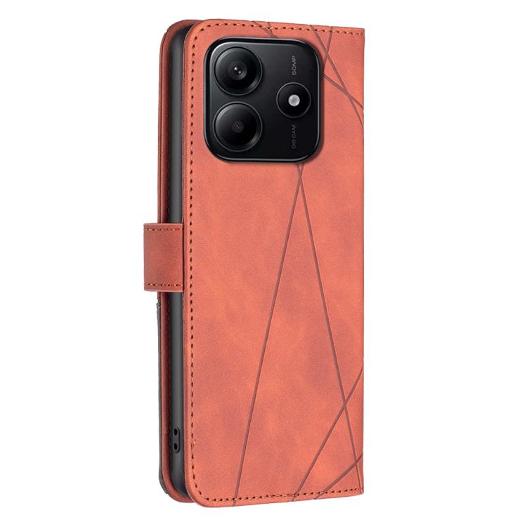 Knížkové pouzdro Rhombus hnědé – Xiaomi Redmi Note 14 (4G) | Levné Kryty | Levné Kryty | Levné Kryty