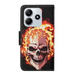 Alternative view of Knížkové pouzdro Trendy Cross case Lebka v ohni – Xiaomi Redmi Note 14 5G