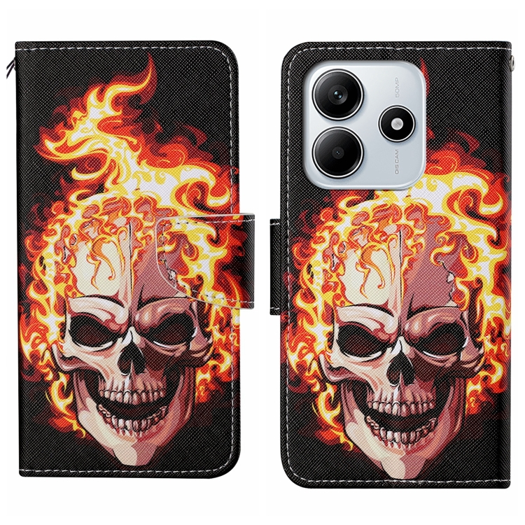 Knížkové pouzdro Trendy Cross case Lebka v ohni – Xiaomi Redmi Note 14 5G | Levné Kryty | Levné Kryty | Levné Kryty