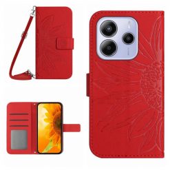 Peněženkové pouzdro Embossing Pattern Květ case červené – Xiaomi Redmi Note 14 (4G) | Levné Kryty | Levné Kryty | Levné Kryty
