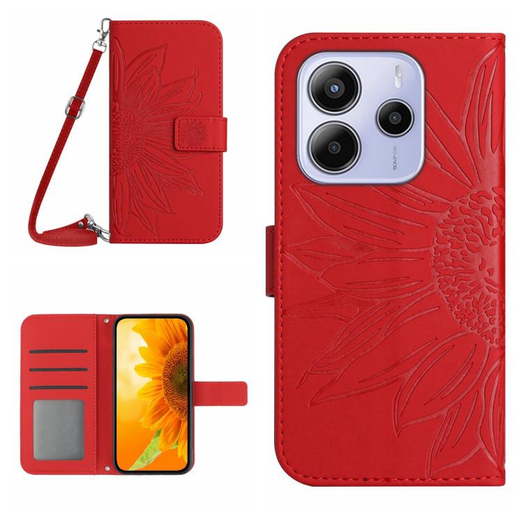 Peněženkové pouzdro Embossing Pattern Květ case červené – Xiaomi Redmi Note 14 (4G) | Levné Kryty | Levné Kryty | Levné Kryty