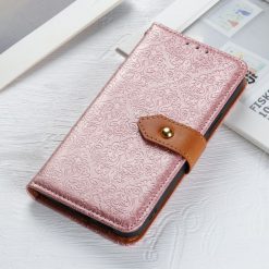 Peněženkové pouzdro Embossing Pattern Květy růžové – Xiaomi Redmi Note 14 Pro (4G) | Levné Kryty | Levné Kryty | Levné Kryty