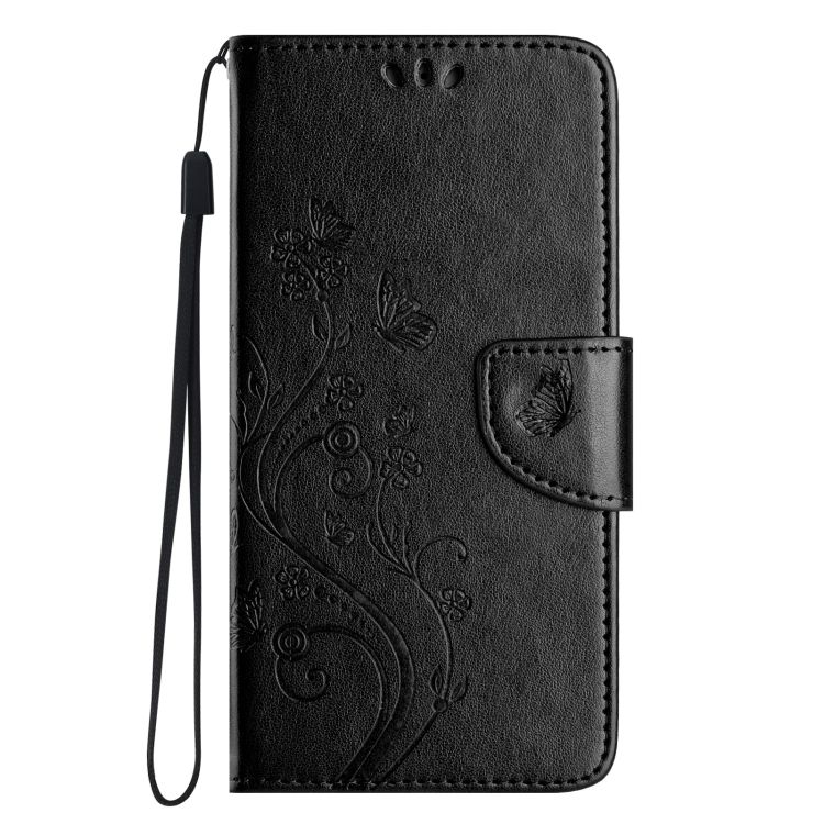 Peněženkové pouzdro Embossing Pattern Motýl a květ černé – Xiaomi Redmi Note 14 Pro+ 5G | Levné Kryty | Levné Kryty | Levné Kryty