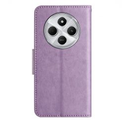 Peněženkové pouzdro Embossing Pattern Motýl a květ fialové – Xiaomi Redmi Note 14 Pro+ 5G | Levné Kryty | Levné Kryty | Levné Kryty