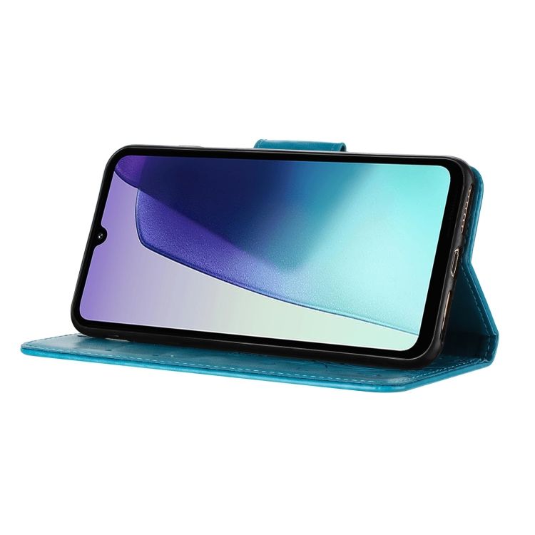 Peněženkové pouzdro Embossing Pattern Motýl a květ modré – Xiaomi Redmi Note 14 Pro+ 5G | Levné Kryty | Levné Kryty | Levné Kryty