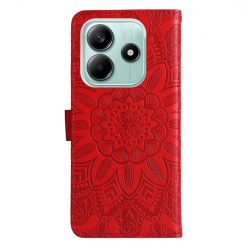 Peněženkové pouzdro Embossing Pattern Slunečnice červené – Xiaomi Redmi Note 14 5G | Levné Kryty | Levné Kryty | Levné Kryty