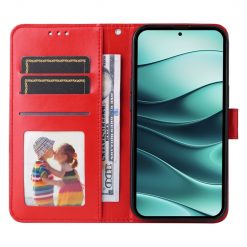 Peněženkové pouzdro Embossing Pattern Slunečnice červené – Xiaomi Redmi Note 14 5G | Levné Kryty | Levné Kryty | Levné Kryty