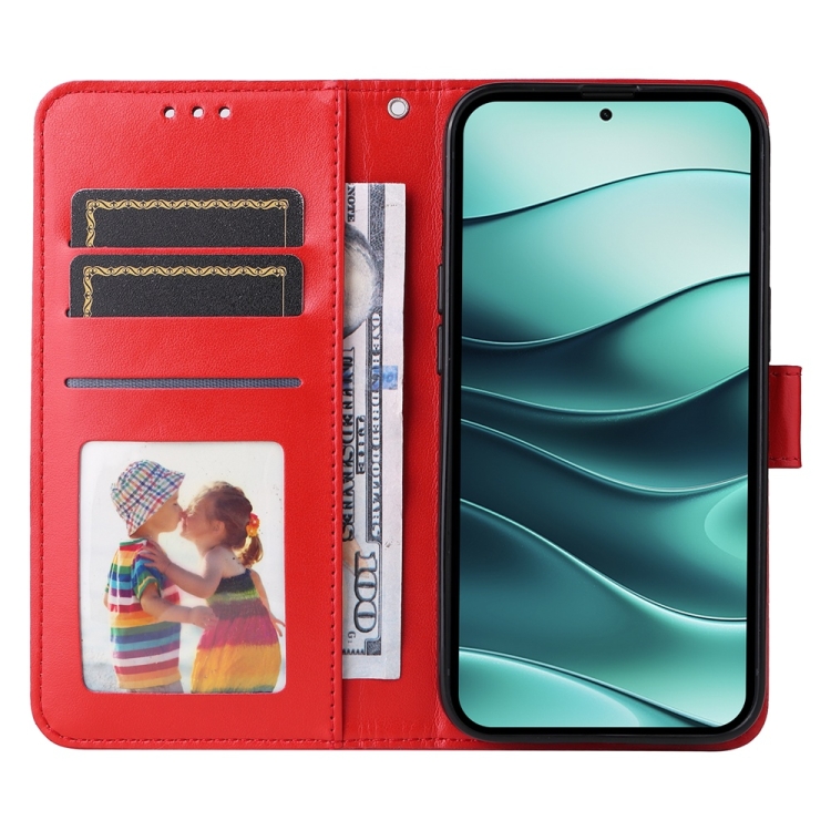 Peněženkové pouzdro Embossing Pattern Slunečnice červené – Xiaomi Redmi Note 14 5G | Levné Kryty | Levné Kryty | Levné Kryty