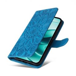Peněženkové pouzdro Embossing Pattern Slunečnice modré – Xiaomi Redmi Note 14 Pro 5G | Levné Kryty | Levné Kryty | Levné Kryty