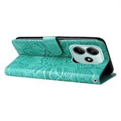 Peněženkové pouzdro Embossing Pattern Slunečnice zelené – Xiaomi Redmi Note 14 5G | Levné Kryty | Levné Kryty | Levné Kryty