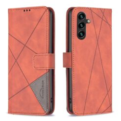 Knížkové pouzdro Rhombus hnědé – Samsung Galaxy A56 | Levné Kryty | Levné Kryty | Levné Kryty