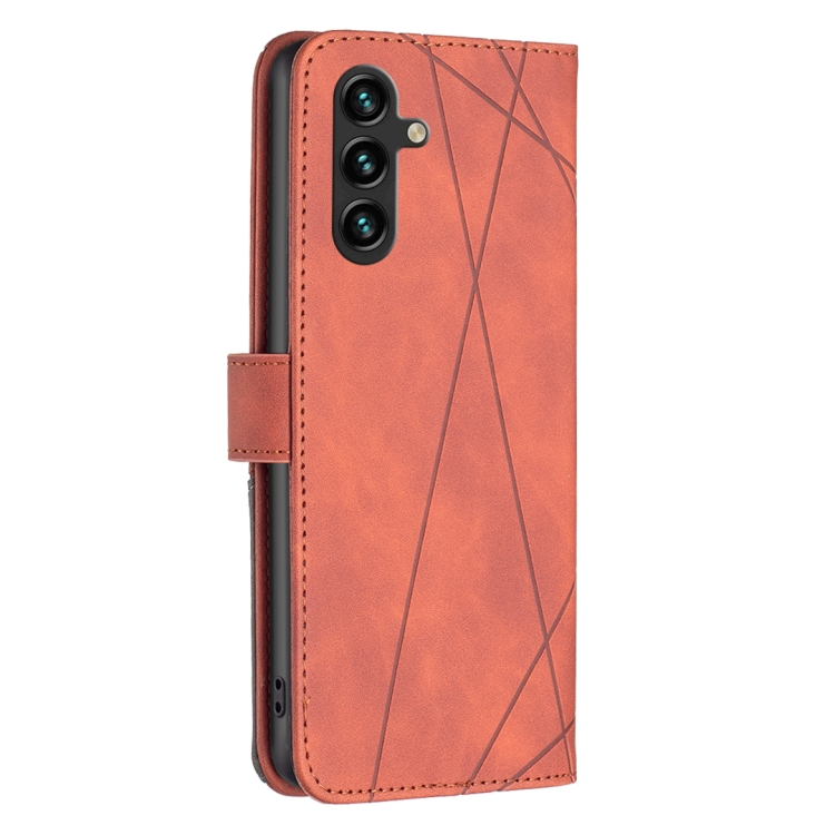 Knížkové pouzdro Rhombus hnědé – Samsung Galaxy A56 | Levné Kryty | Levné Kryty | Levné Kryty