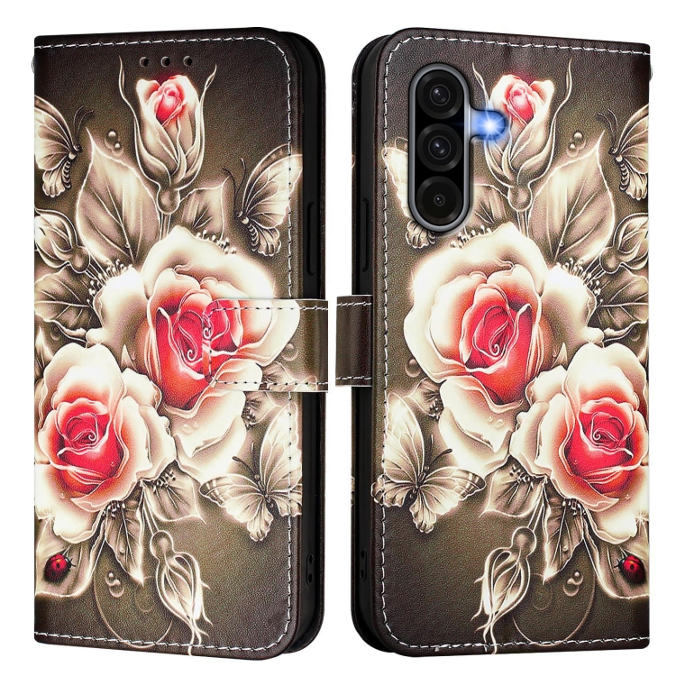 Knížkové pouzdro Trendy Cross case Růže na černém – Samsung Galaxy A56 | Levné Kryty | Levné Kryty | Levné Kryty
