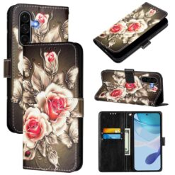 Knížkové pouzdro Trendy Cross case Růže na černém – Samsung Galaxy A56 | Levné Kryty | Levné Kryty | Levné Kryty