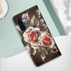 Knížkové pouzdro Trendy Cross case Růže na černém – Samsung Galaxy A56 | Levné Kryty | Levné Kryty | Levné Kryty