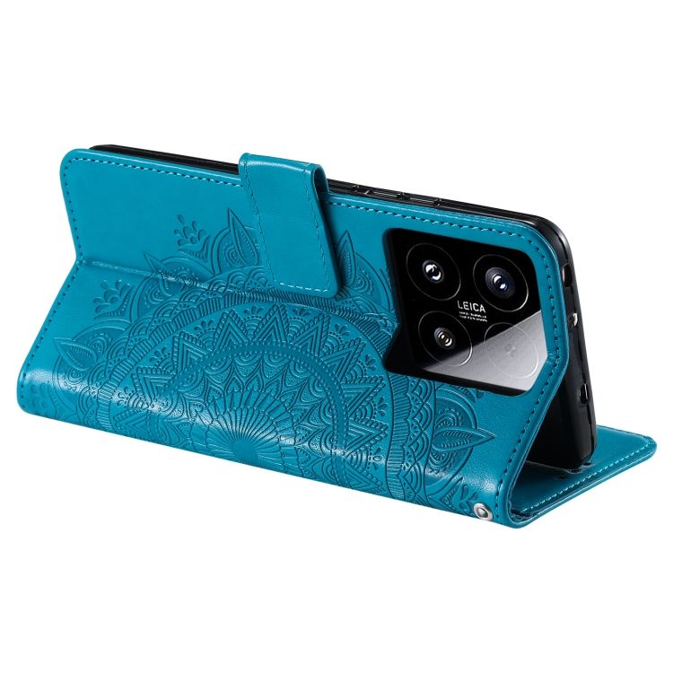 Peněženkové pouzdro Embossing Pattern Flowery Mandala modré – Xiaomi 15 | Levné Kryty | Levné Kryty | Levné Kryty
