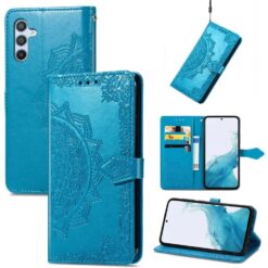 Peněženkové pouzdro Embossing Pattern Mandala Flower modré – Samsung Galaxy A36 | Levné Kryty | Levné Kryty | Levné Kryty