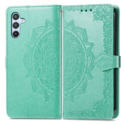 Peněženkové pouzdro Embossing Pattern Mandala Flower zelené – Samsung Galaxy A36