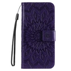 Peněženkové pouzdro Embossing Pattern Slunečnice fialové – Apple iPhone 16e / 17e