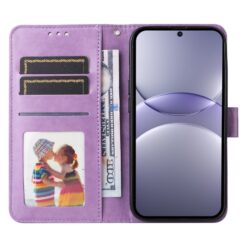 Peněženkové pouzdro Embossing Pattern Slunečnice fialové – Huawei Nova 13 | Levné Kryty | Levné Kryty | Levné Kryty