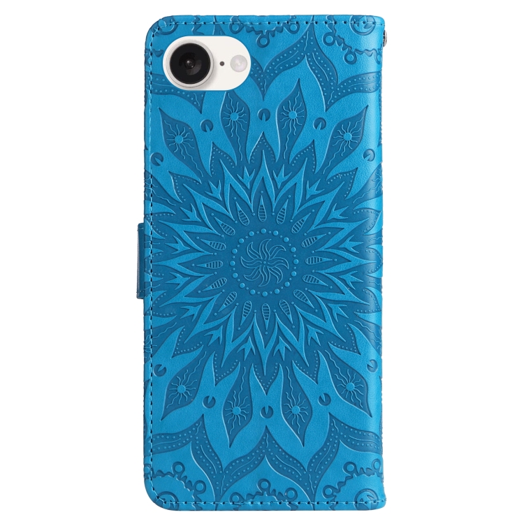 Peněženkové pouzdro Embossing Pattern Slunečnice modré – Apple iPhone 16e / 17e | Levné Kryty | Levné Kryty | Levné Kryty