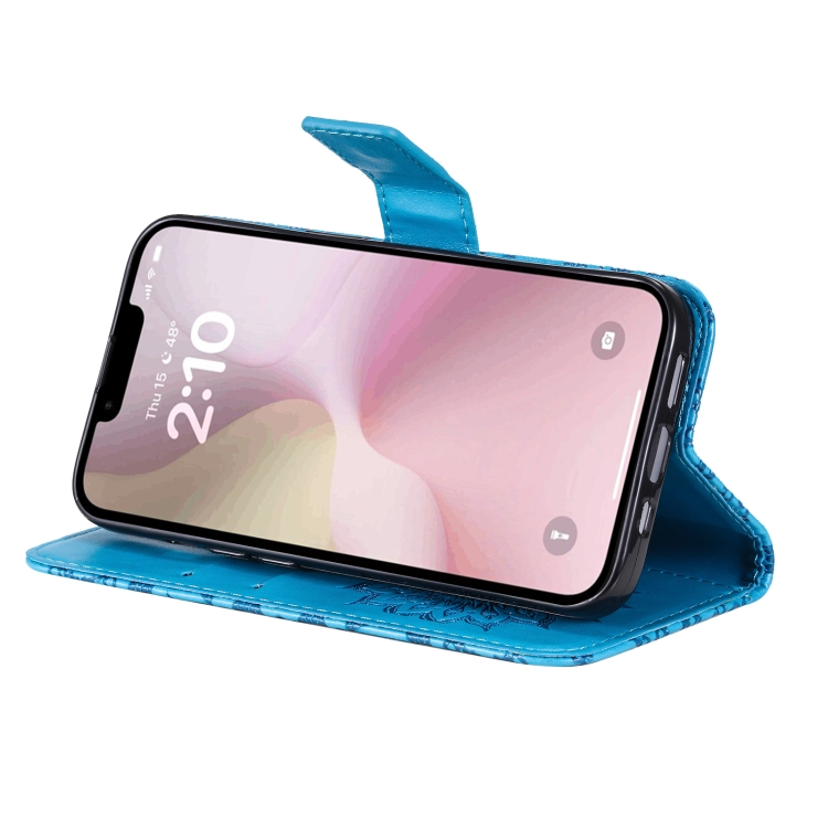 Peněženkové pouzdro Embossing Pattern Slunečnice modré – Apple iPhone 16e / 17e | Levné Kryty | Levné Kryty | Levné Kryty