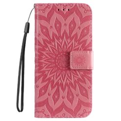 Peněženkové pouzdro Embossing Pattern Slunečnice růžové – Apple iPhone 16e / 17e