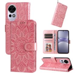 Peněženkové pouzdro Embossing Pattern Slunečnice růžové – Huawei Nova 13 | Levné Kryty | Levné Kryty | Levné Kryty