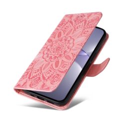 Peněženkové pouzdro Embossing Pattern Slunečnice růžové – Huawei Nova 13 | Levné Kryty | Levné Kryty | Levné Kryty