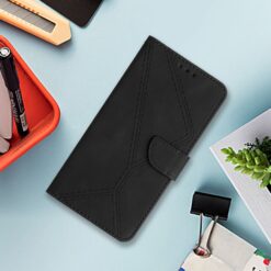 Peněženkové pouzdro Embossing Pattern Stitchy case černé – Samsung Galaxy A56 | Levné Kryty | Levné Kryty | Levné Kryty