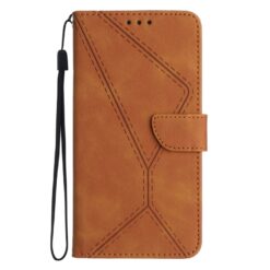 Peněženkové pouzdro Embossing Pattern Stitchy case hnědé – Apple iPhone 16e / 17e