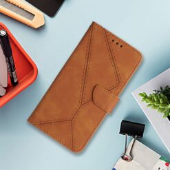 Peněženkové pouzdro Embossing Pattern Stitchy case hnědé – Samsung Galaxy A56 | Levné Kryty | Levné Kryty | Levné Kryty