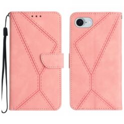 Peněženkové pouzdro Embossing Pattern Stitchy case růžové – Apple iPhone 16e / 17e | Levné Kryty | Levné Kryty | Levné Kryty