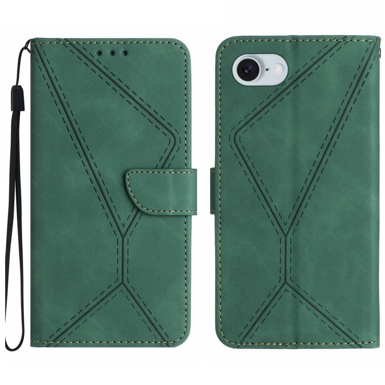 Peněženkové pouzdro Embossing Pattern Stitchy case zelené – Apple iPhone 16e / 17e | Levné Kryty | Levné Kryty | Levné Kryty