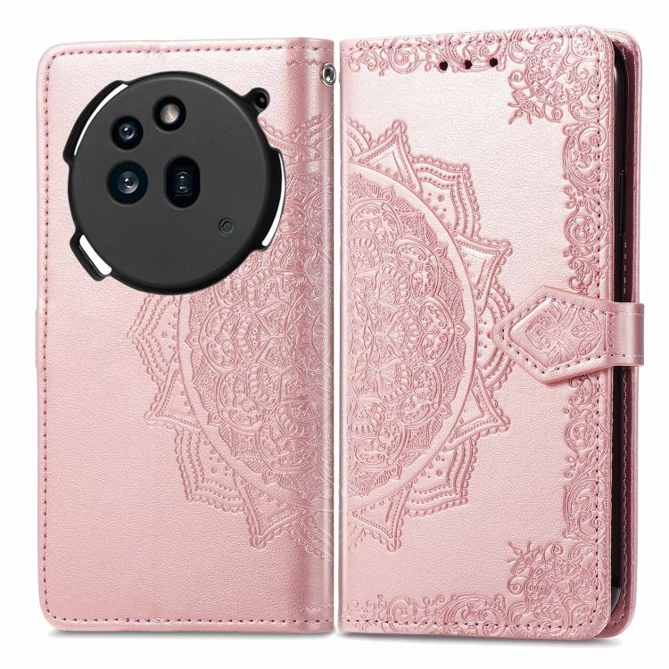 Peněženkové pouzdro Embossing Pattern Mandala Flower růžové – Nothing Phone (3a) | Levné Kryty | Levné Kryty | Levné Kryty