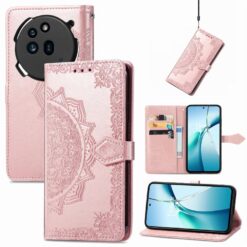 Peněženkové pouzdro Embossing Pattern Mandala Flower růžové – Nothing Phone (3a) Pro | Levné Kryty | Levné Kryty | Levné Kryty