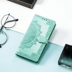 Peněženkové pouzdro Embossing Pattern Mandala Flower zelené – Nothing Phone (3a) | Levné Kryty | Levné Kryty | Levné Kryty