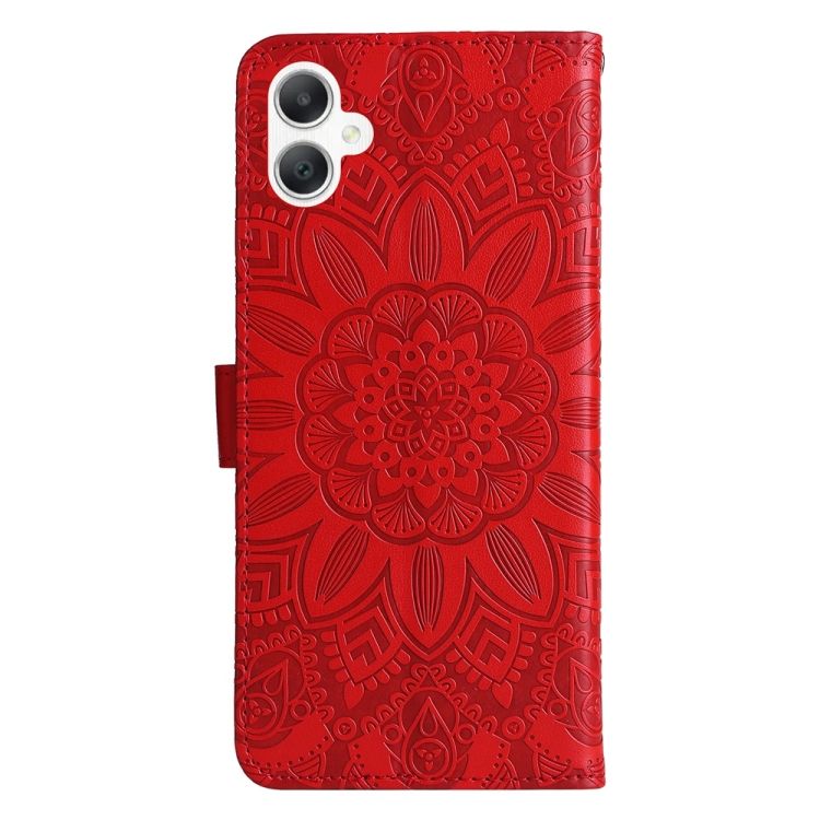 Peněženkové pouzdro Embossing Pattern Slunečnice červené – Samsung Galaxy A06 | Levné Kryty | Levné Kryty | Levné Kryty