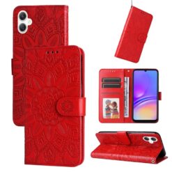 Peněženkové pouzdro Embossing Pattern Slunečnice červené – Samsung Galaxy A06 | Levné Kryty | Levné Kryty | Levné Kryty