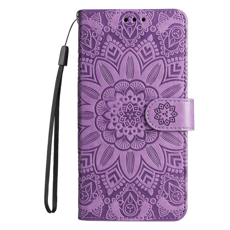Peněženkové pouzdro Embossing Pattern Slunečnice fialové – Samsung Galaxy A06 | Levné Kryty | Levné Kryty | Levné Kryty