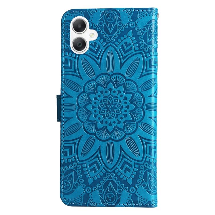 Peněženkové pouzdro Embossing Pattern Slunečnice modré – Samsung Galaxy A06 | Levné Kryty | Levné Kryty | Levné Kryty