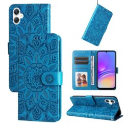 Peněženkové pouzdro Embossing Pattern Slunečnice modré – Samsung Galaxy A06 | Levné Kryty | Levné Kryty | Levné Kryty