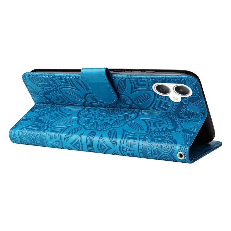 Peněženkové pouzdro Embossing Pattern Slunečnice modré – Samsung Galaxy A06 | Levné Kryty | Levné Kryty | Levné Kryty