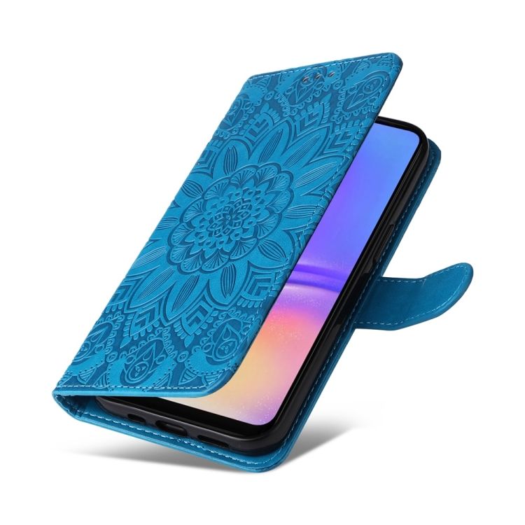 Peněženkové pouzdro Embossing Pattern Slunečnice modré – Samsung Galaxy A06 | Levné Kryty | Levné Kryty | Levné Kryty
