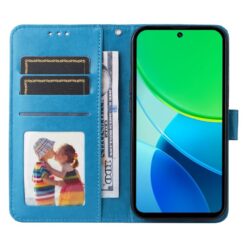 Peněženkové pouzdro Embossing Pattern Slunečnice modré – Vivo Y19s | Levné Kryty | Levné Kryty | Levné Kryty