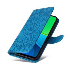 Peněženkové pouzdro Embossing Pattern Slunečnice modré – Vivo Y19s | Levné Kryty | Levné Kryty | Levné Kryty