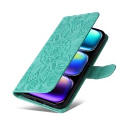 Peněženkové pouzdro Embossing Pattern Slunečnice zelené – Infinix Hot 50 Pro+ (50 Pro Plus) | Levné Kryty | Levné Kryty | Levné Kryty