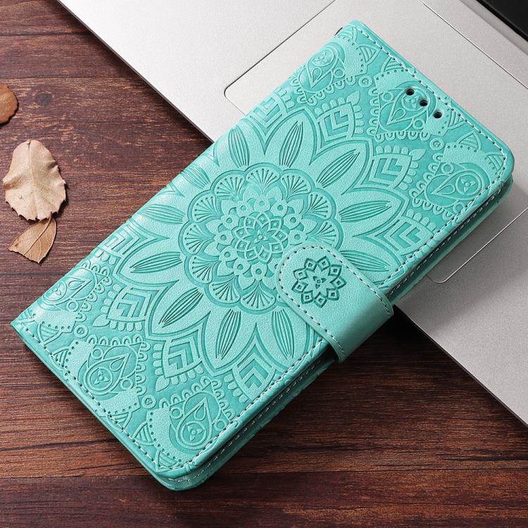 Peněženkové pouzdro Embossing Pattern Slunečnice zelené – Realme 14 Pro | Levné Kryty | Levné Kryty | Levné Kryty